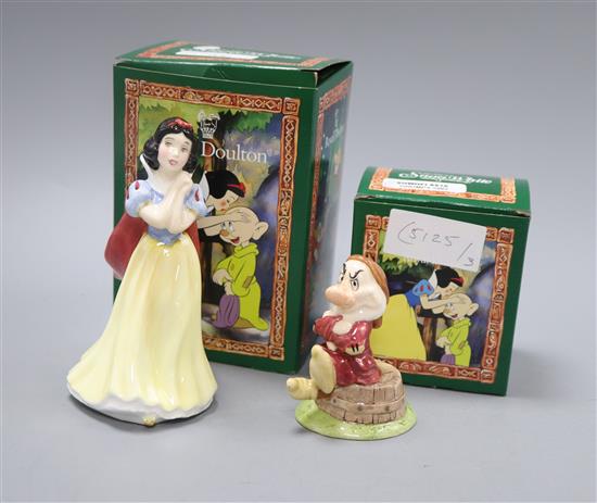 A Royal Doulton set of Snow White and The Seven Dwarves: Snow White, Bashful, Sneezy, Grumpy, Dopey, Doc, Happy and Sleepy, boxed